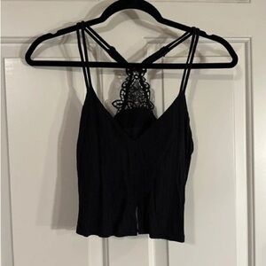 Elegant Black Lace Back Women's Top